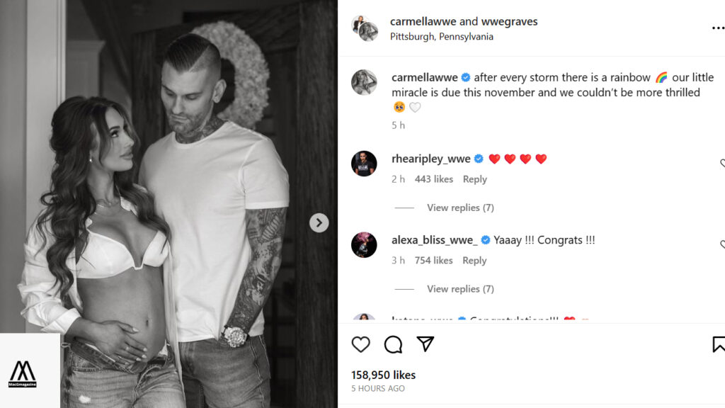 WWE star Carmella announces pregnancy with husband Corey Grave