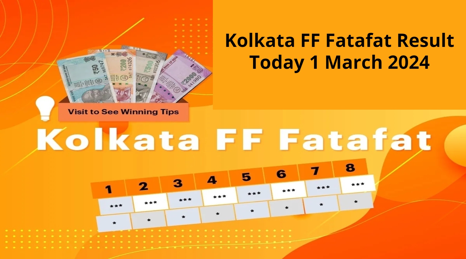 Kolkata FF Fatafat Result Today 1 March 2024