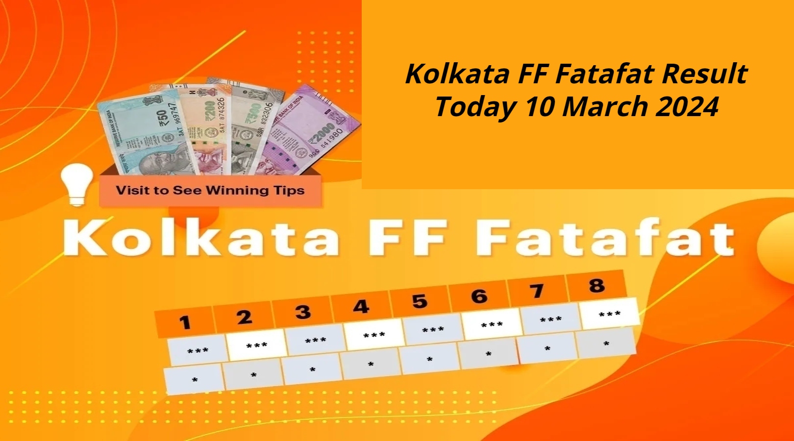 Kolkata FF Fatafat Result Today 10 March 2024