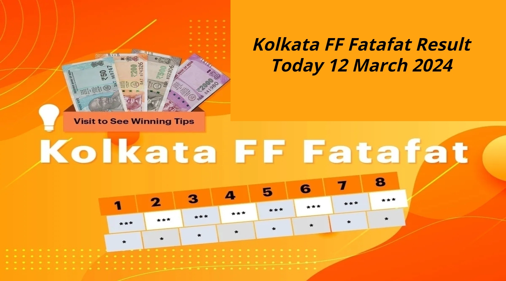 Kolkata FF Fatafat Result Today 12 March 2024